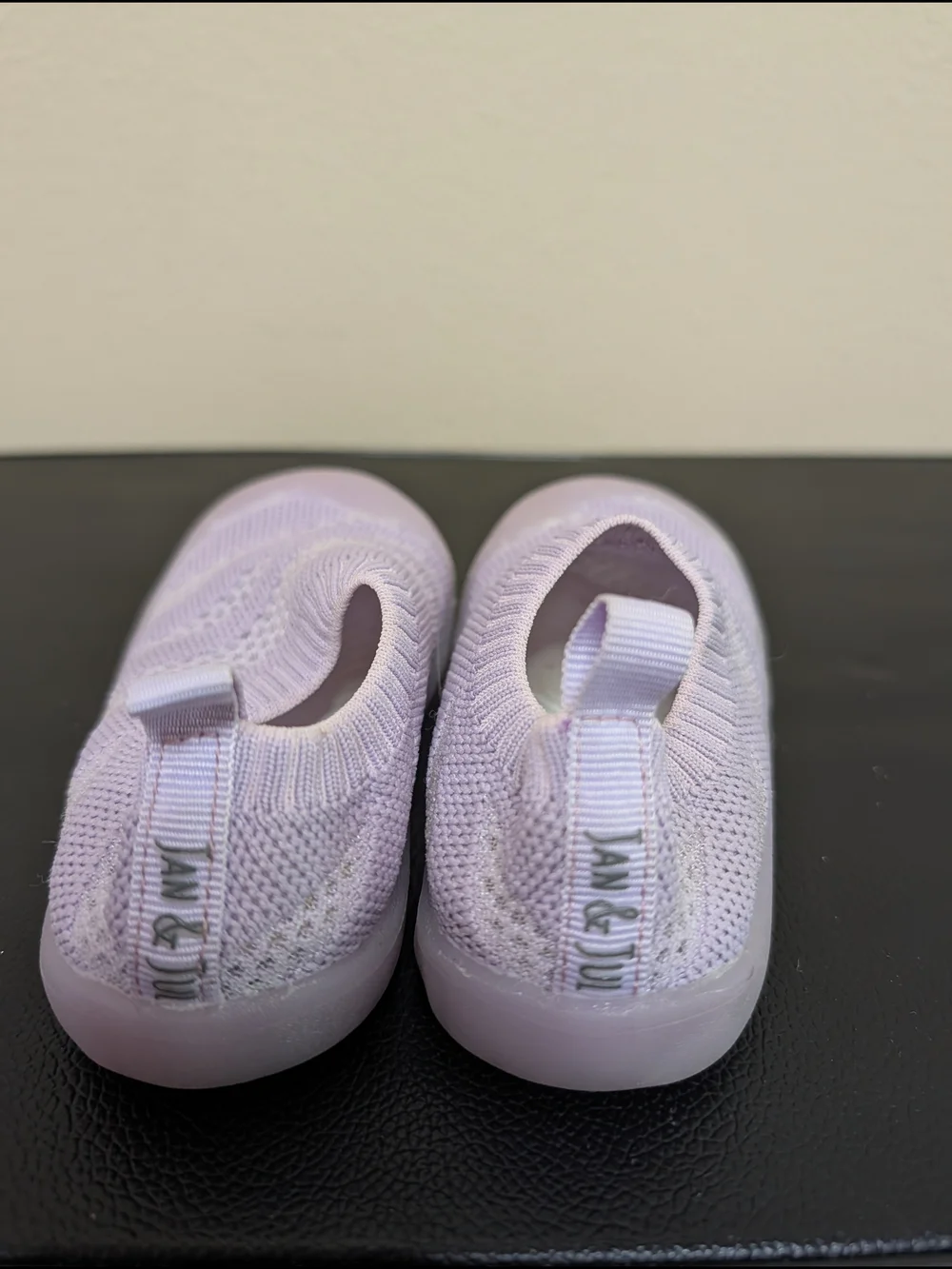 Jan and Jul Baby Sock Shoes Lavender Knit Rubber Sole Size 7